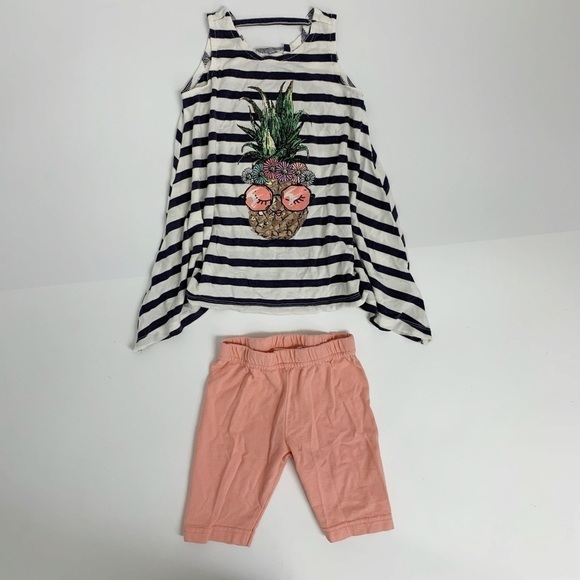 Jessica Simpson girl’s striped Pineapple floral embroidery 2 piece Outfit set - Picture 12 of 12